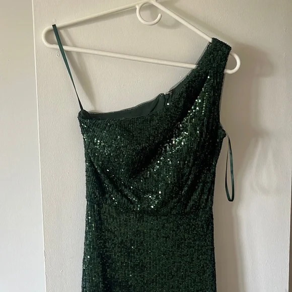 green dress bloomingdales H&M Long Sleeve Midi metal Green Dress Small main image 0